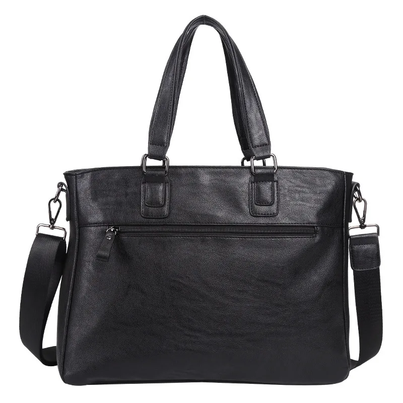 Men Luxury Cow Leather Business Bags Men's Black Briefcase Male Shoulder Bags Leather Messenger Bag Tote Computer Handbag