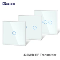 girier 433mhz rf touch remote controller tempered glass panel wireless wall rf transmitter 123 gang works with 433mhz receiver