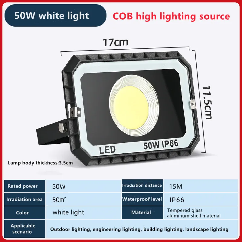 50/100/200/300/500/600 Вт 800 Вт Светодиодный прожектор 220 В IP66 Водонепроницаемая мощная проекционная лампа светильник щение, светильник