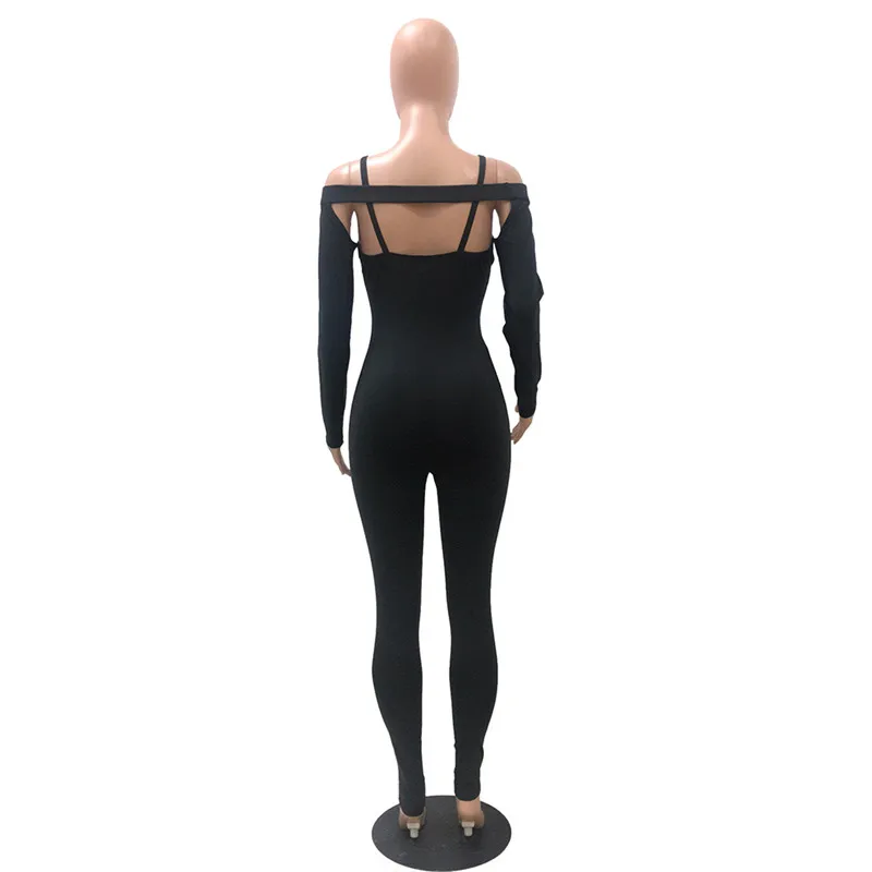 Adogirl Hollow Out Sheer Mesh Patchwork Bandage Jumpsuit Spaghetti Straps Off Shoulder Long Sleeve Women Sexy Night Club Romper | Женская