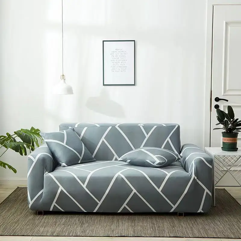 Чехол для дивана универсальный натяжной с принтом на 2-х местную диванную подушку