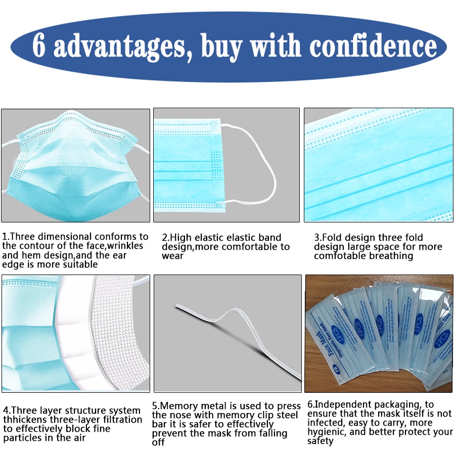 Индивидуально Пак маска белого и синего цвета одноразовые маски для лица 》