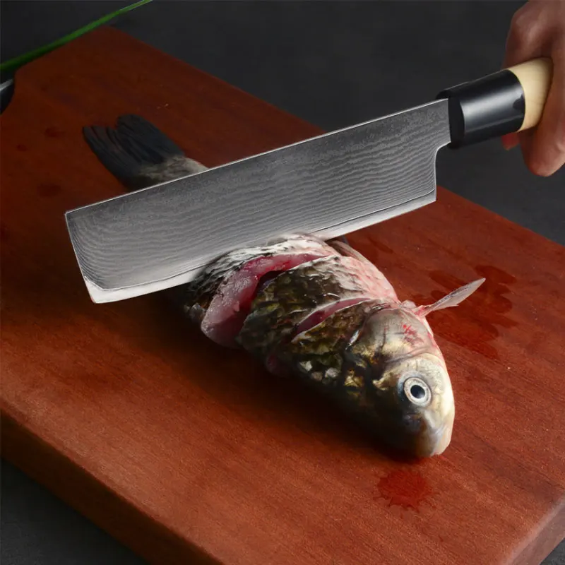 Набор кухонных ножей Damascus Steel 5 шт. набор Chef Japanische Messer Damaskus аксессуары ABS ручка Nakiri