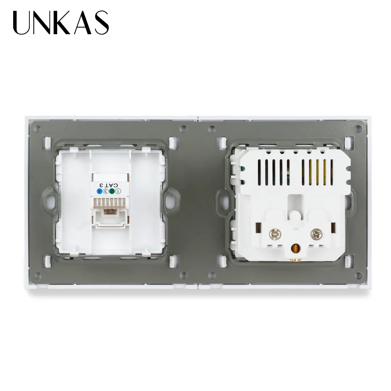 UNKAS французская стандартная розетка с двойным USB-выходом RJ11 для телефона белая