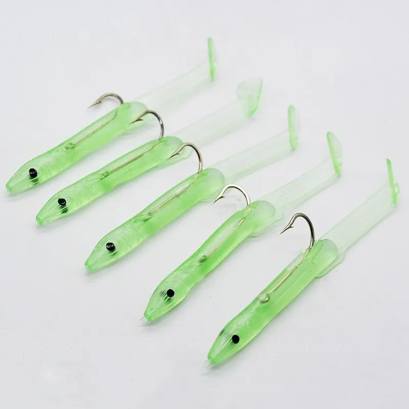 10 шт./упак. приманка Flasher Rig крючком Мягкая светящийся угорь УФ темная скумбрия