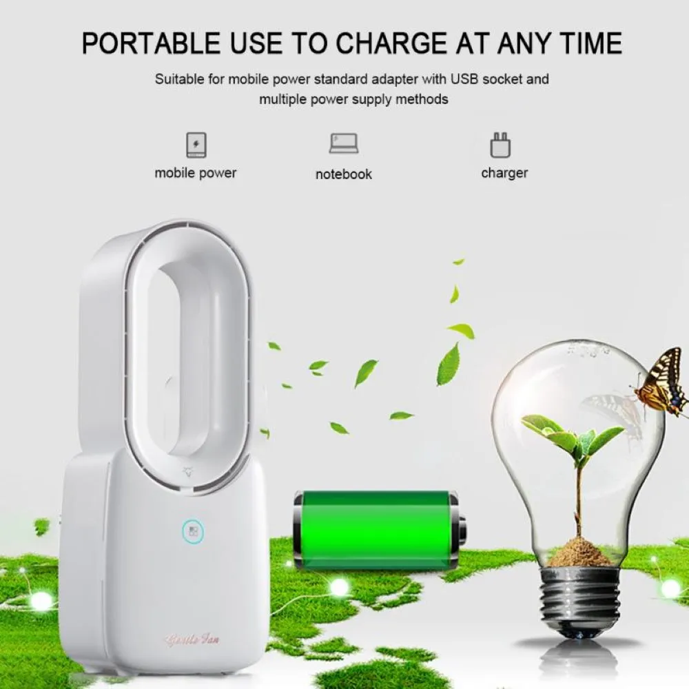 

Mini Portable Fan Handheld Bladeless USB Rechargeable Fan Touch Control Mute Strong Wind Air Cooler Home Office Outdoor
