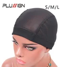Эластичная плетеная шапочка Plussign для изготовления парика, купольная шапочка из спандекса, сетчатая плетеная шапочка s, Черная мягкая удобная для наращивания волос