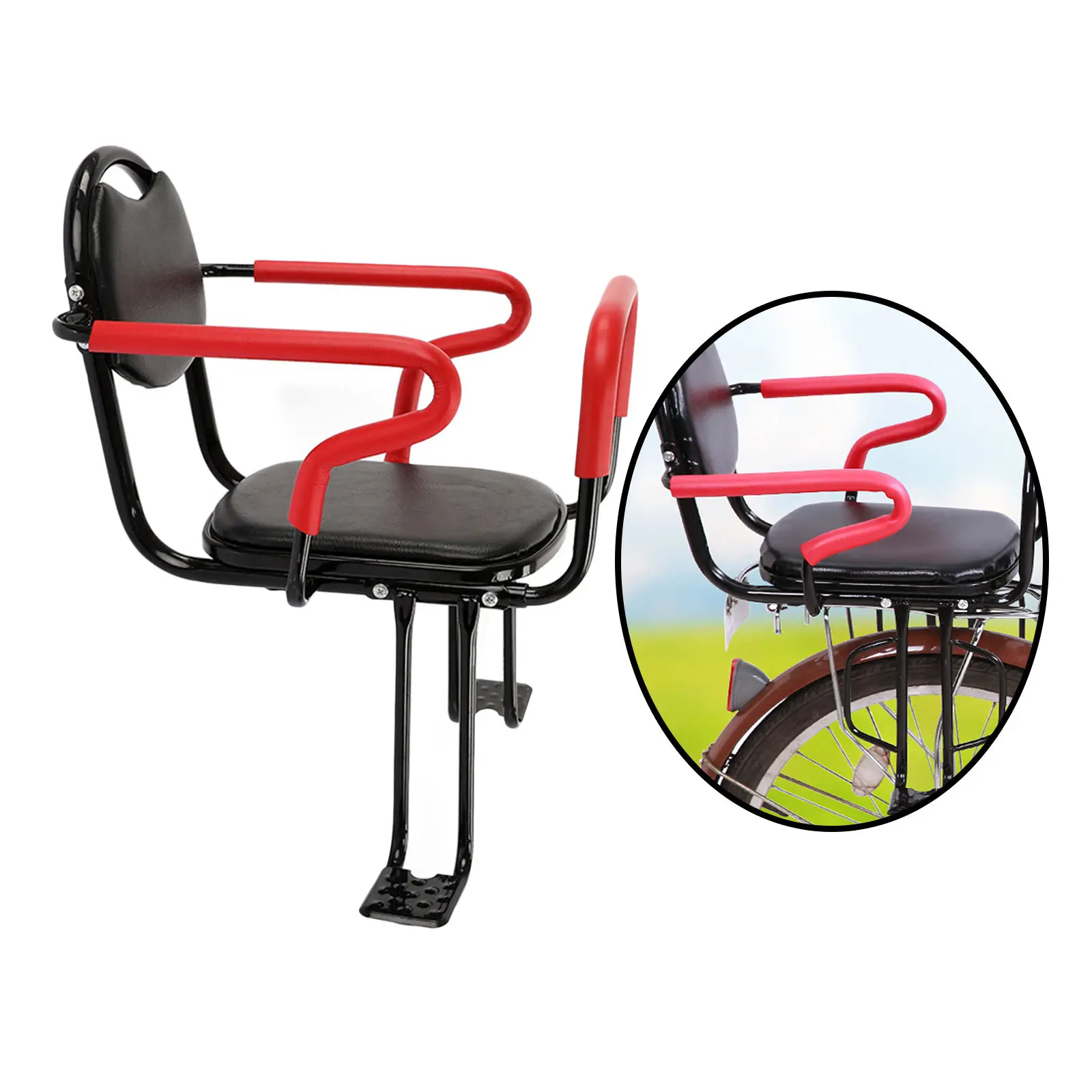 Thicken Rear Mount Bicycle Child Seat with Handrail Universal Accessories Bike Rack Foot Pedals Baby for Children | Мать и ребенок