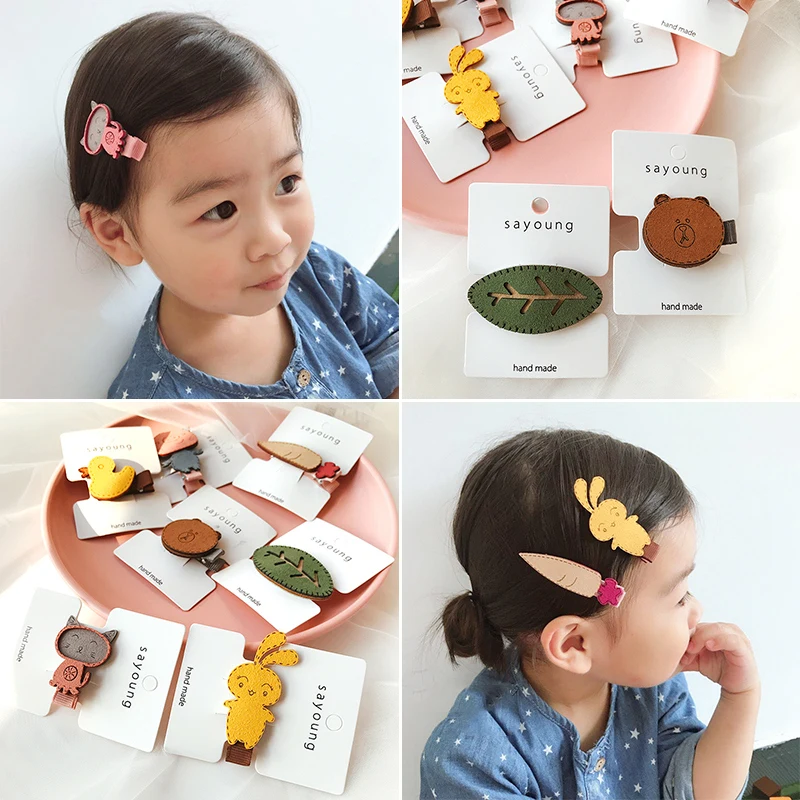 1pc Kids Cute Cartoon Pig Rabbit Cat Barrettes Solid Animal BB Hairpins For Children Girls Hair Accessories Party Headwear |