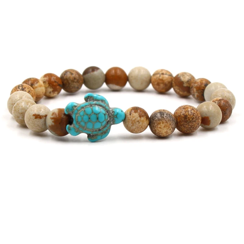 Summer Style Sea Turtle Beads Bracelets For Women Men Classic Natural Stone Elastic Friendship Bracelet Beach Jewelry images - 6