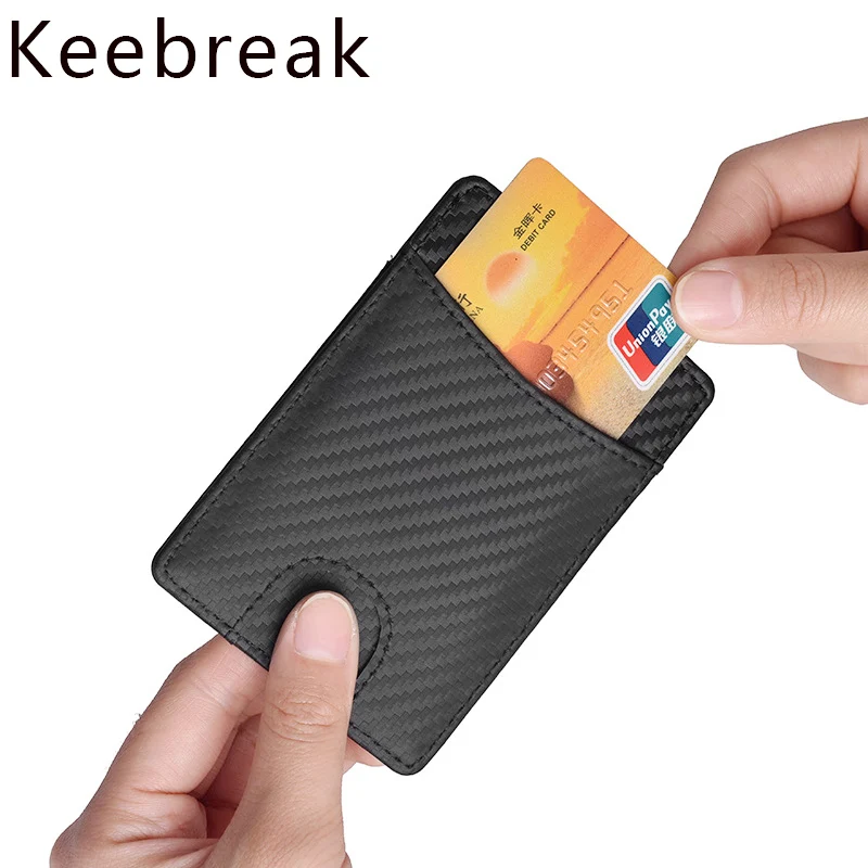 KEEBREAK RFID антимагнитный держатель для карт из углеродного волокна кожаный бумажник карман для карт Тонкий минималистичный держатель для кредитных карт кошельки