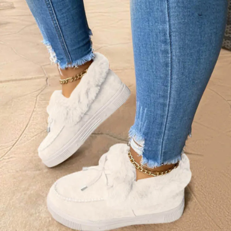 

Fashion Cotton Women's Shoes Keep Warm Winter Snow Boots For Women Thick Comfortable Woman Loafer Flat Pea Female Casual Shoes