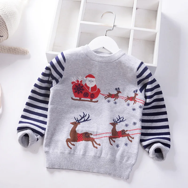 2019 Christmas Children's Sweater Elk Knit Pullover for Boys Winter Warm Kids Sweaters |