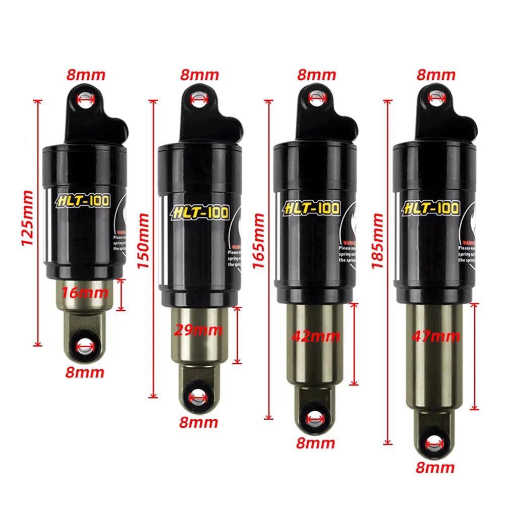 

HTL-100 Mountain bicycle Rear Shocks 125/150/165/185mm 850/1000 lbs Aluminum alloy Oil Spring Shock for e-bike Snow Bike