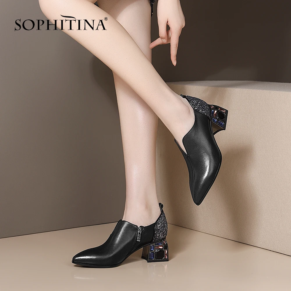 Женские туфли-лодочки SOPHITINA заостренный носок украшение из блестящих страз