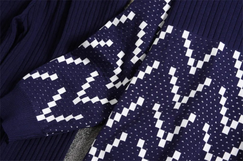 ALPHALMODA, Зимний пуловер с круглым вырезом, Свободный вязаный свитер+ широкие вязанные штаны, Женский Повседневный костюм из 2 предметов, черный и синий цвета