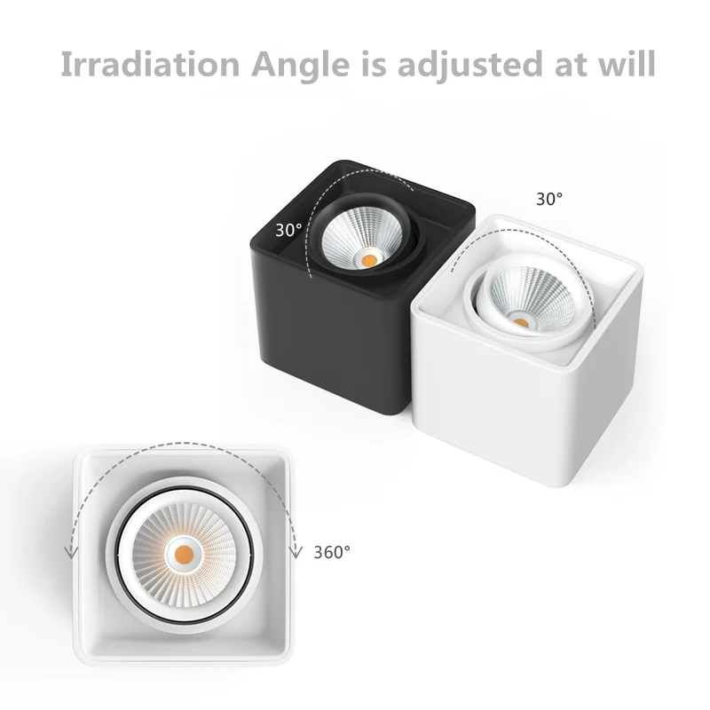 Квадратные приглушаемые вращающиеся СВЕТОДИОДНЫЕ светильники на 360 ° 7 Вт 12