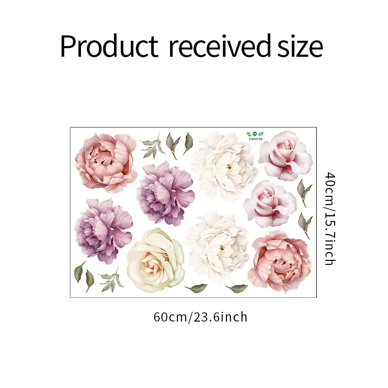 

Powder Purple Peony Flower Wall Stickers Romantic Flowers Home Decor Wall Decal Mural for Bedroom Living Room Wallpaper