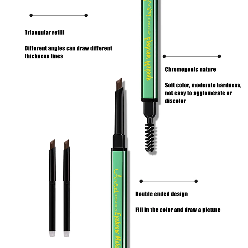 Автоматический карандаш для бровей с защитой от пота без пятен треугольная ручка