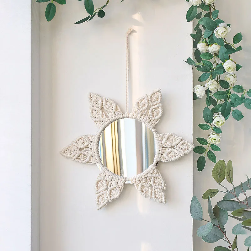Boho Macrame Wall Hanging Mirror Creative Handmade Woven Tapestry Decoration for Home Living Room Bedroom LI | Дом и сад