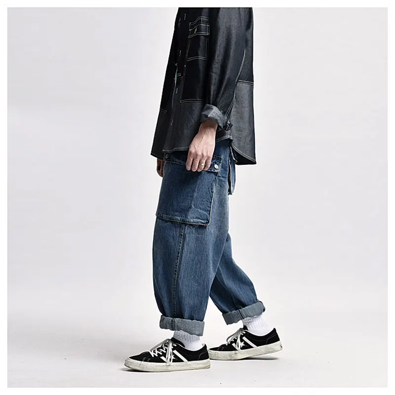 2021 Mens Jeans Wash Overalls Jumpsuit Streetwear Pocket Suspender Distressed Jeans Slim Fit Long Loose Pants Trousers