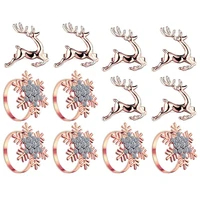 12pcs christmas napkin rings set elk napkin rings and rhinestone snowflake napkin rings for christmas party supplies