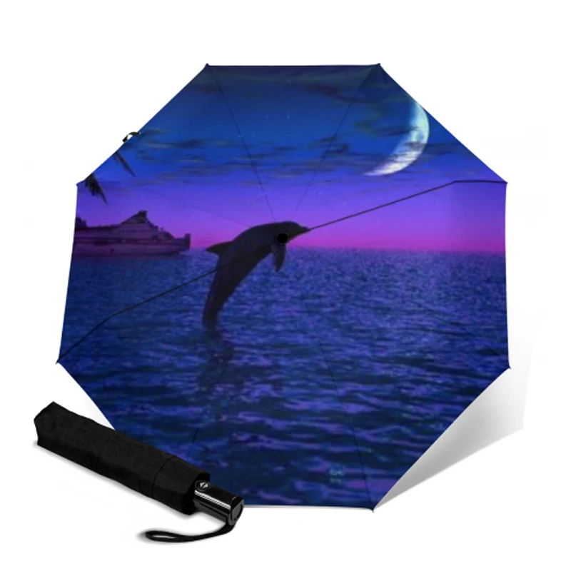 Полностью автоматический зонтик с принтом дельфина для девушек и женщин