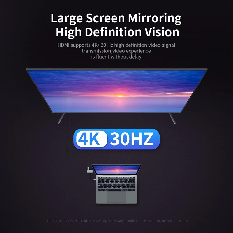 ROCK type C на вывод HDMI 4K 87W PD Быстрый кабель-переходник для зарядки huawei mate 20 P20 samsung S8 usb c