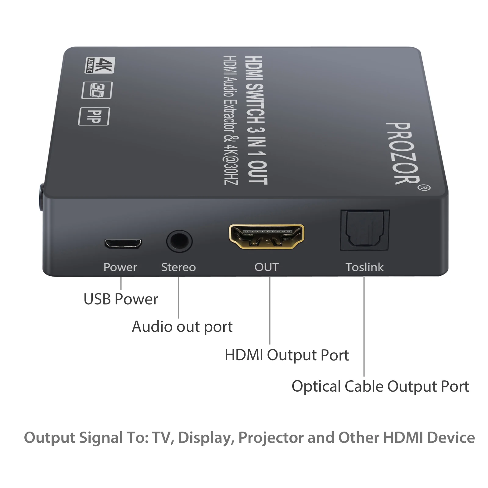 PROZOR 3x1 HDMI совместимый переключатель с аудио экстрактором конвертер аналоговый