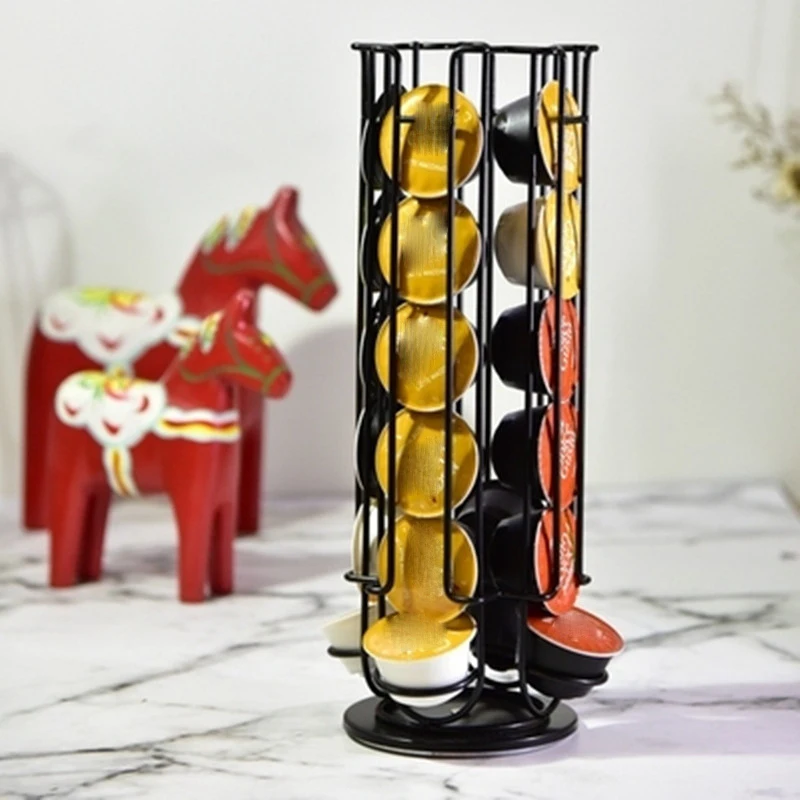 

Hot Shelf Display Stand Rotatable Coffee Pot Electroplating Stand Capsule Black Large Capacity