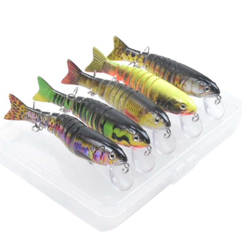 

5pcs Fishing Lures for Bass Trout 4.3" Multi Jointed Swimbaits Slow Sinking Bionic Hard Lure Fishing Baits