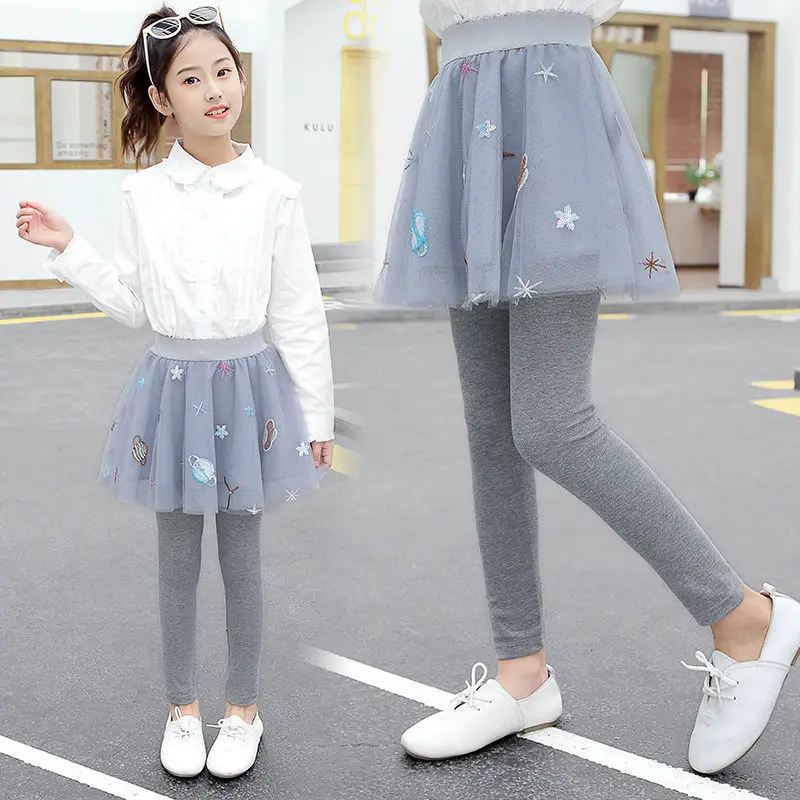 

Girls Leggings Cotton Lace Skirt-pants Spring Autumn Children Slim Skirt Trousers For 3-9 Years Kids Clothes Slim Legging