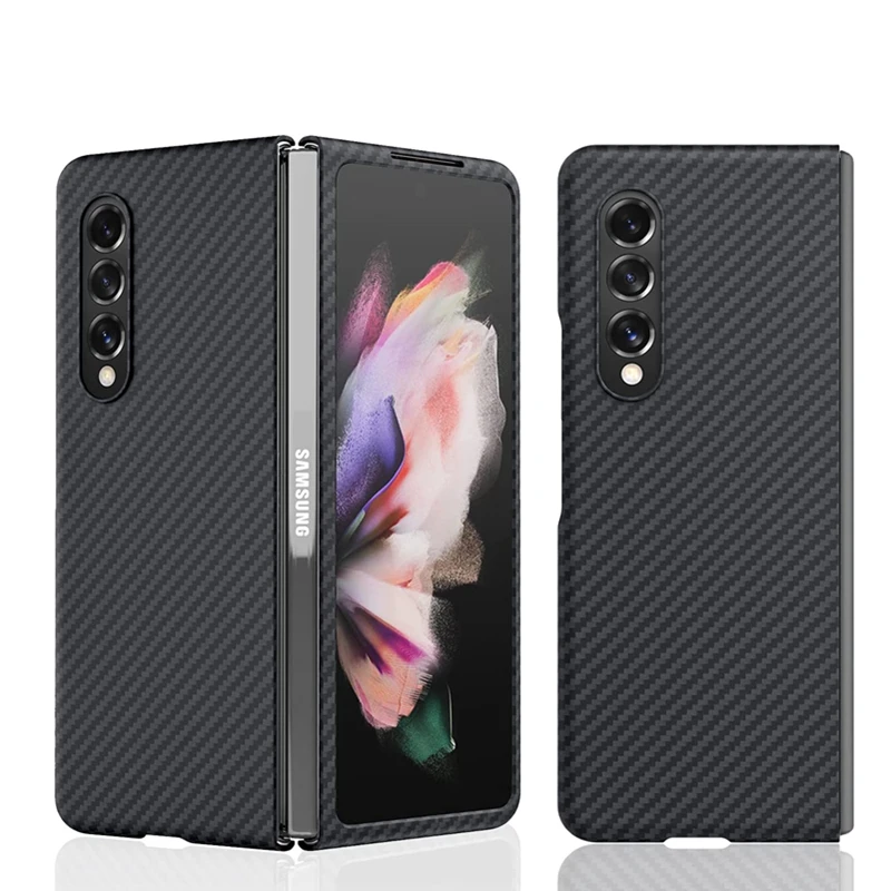Aramid Fiber Case Designed For Samsung Galaxy Z Fold 3 5G Ultra Thin Anti-fall Matte Cover Real Carbon Fiber Frame For Z Fold3