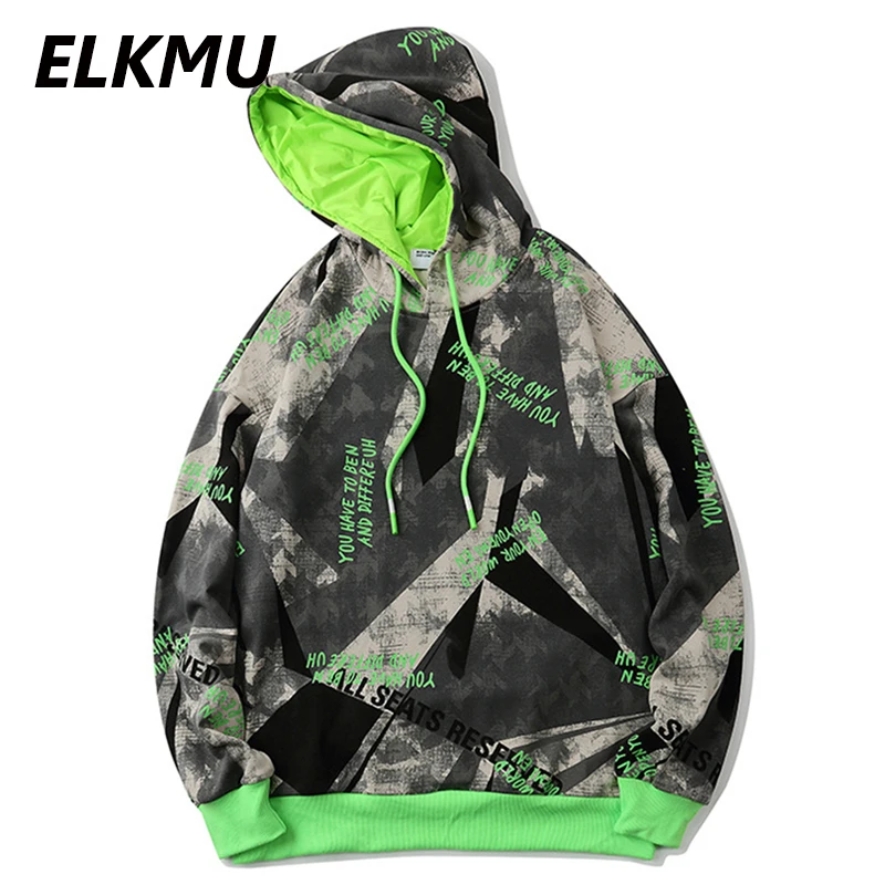 Толстовка ELKMU мужская с капюшоном Свитшот в стиле хип хоп худи Харадзюку уличная