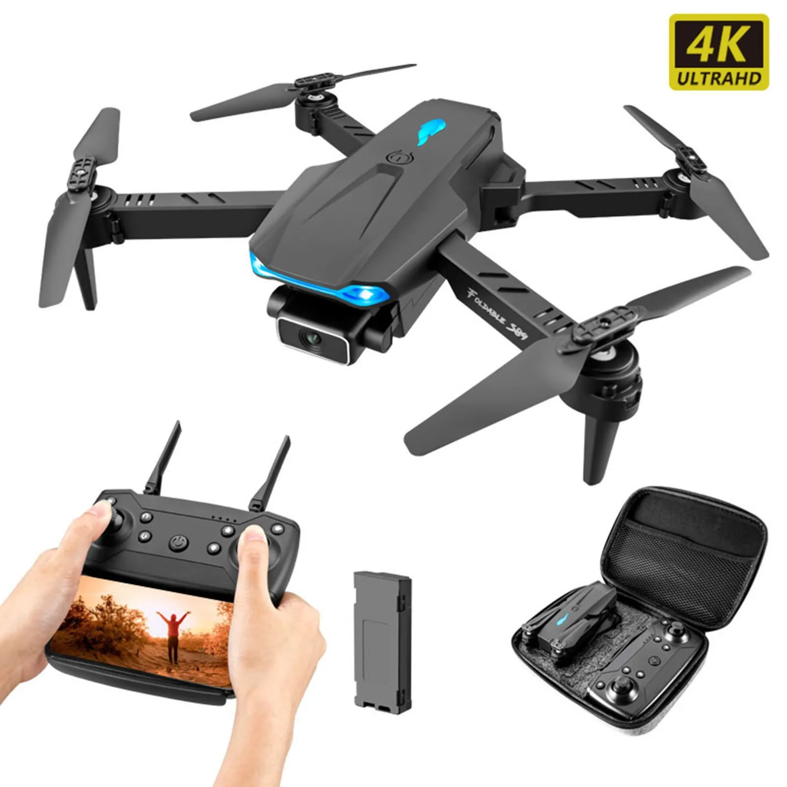 Квадрокоптер Dualcamera S89 складной 4k Hd Wi Fi Fpv|Радиоуправляемые вертолеты| |