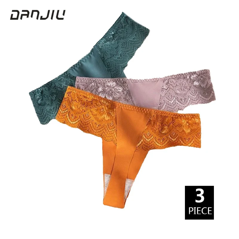 

3 шт., женские тонкие бесшовные стринги из вискозы с низкой талией