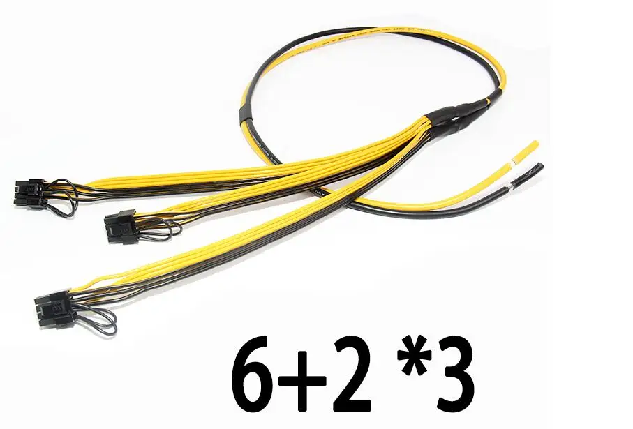 Тройной PCI e PCIe 8pin 6 + 2pin видеокарта DIY Кабель питания сплиттера для биткоина Litecoin RIG