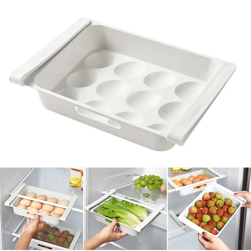 

Многофункциональный держатель для яиц в холодильнике, поднос для яиц, выдвижной ящик для холодильника, органайзер для еды под доской