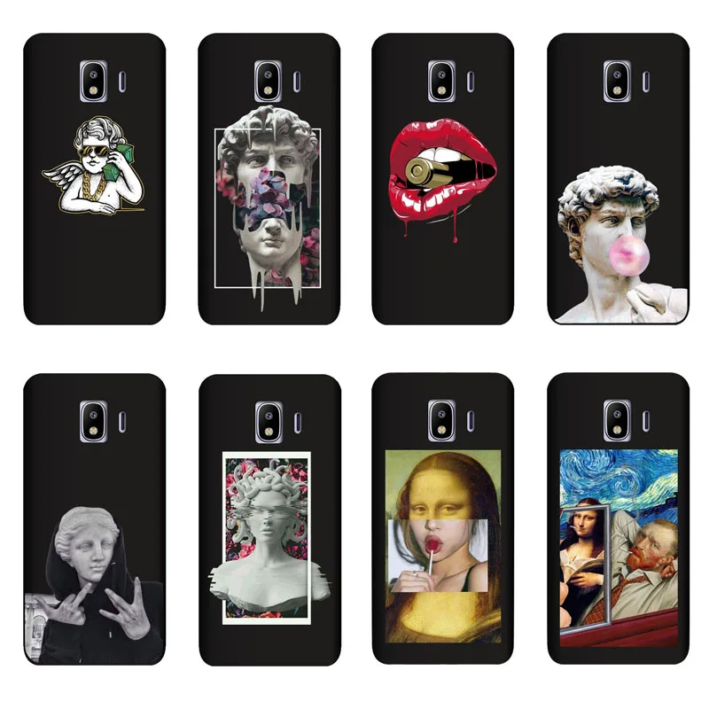 QAQsam Silicone For Samsung Galaxy J4 J400 Case Cartoon Statue Abstract Art Painted Soft TPU Back Cover Capa Fundas | Мобильные