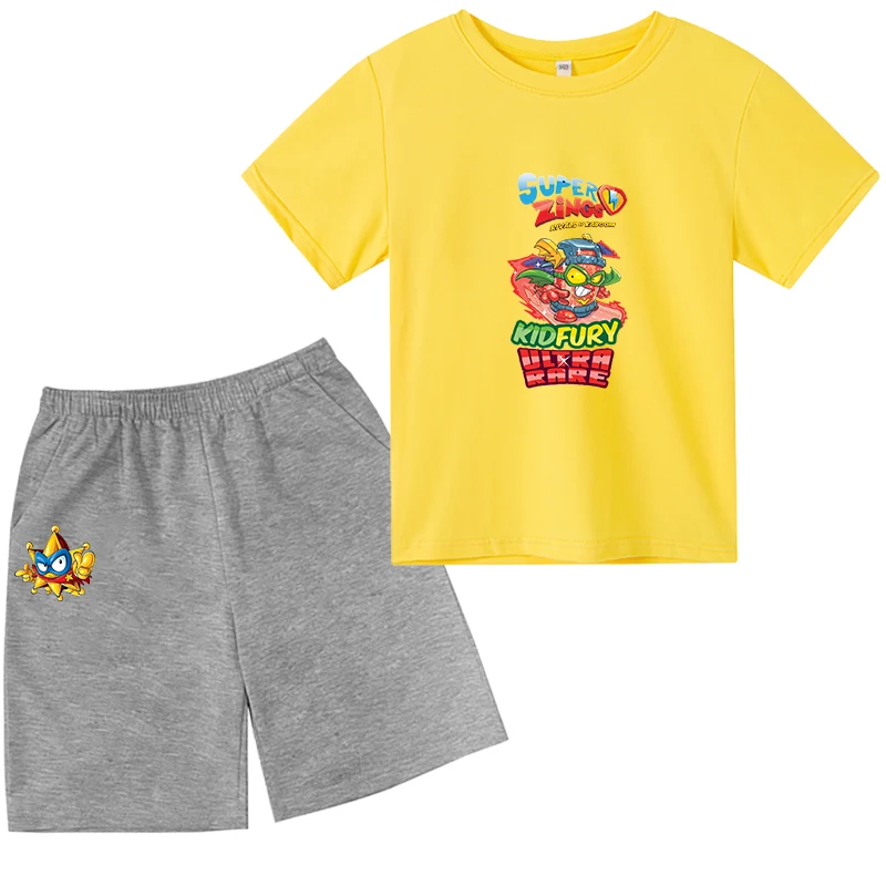 

Anime Kids Summer Costumes Boy Short Sleeve Fashion Clothes T-shirt Pants 2pc Suit Kids Cartoon Print Outfits Boy Tops Pant Set