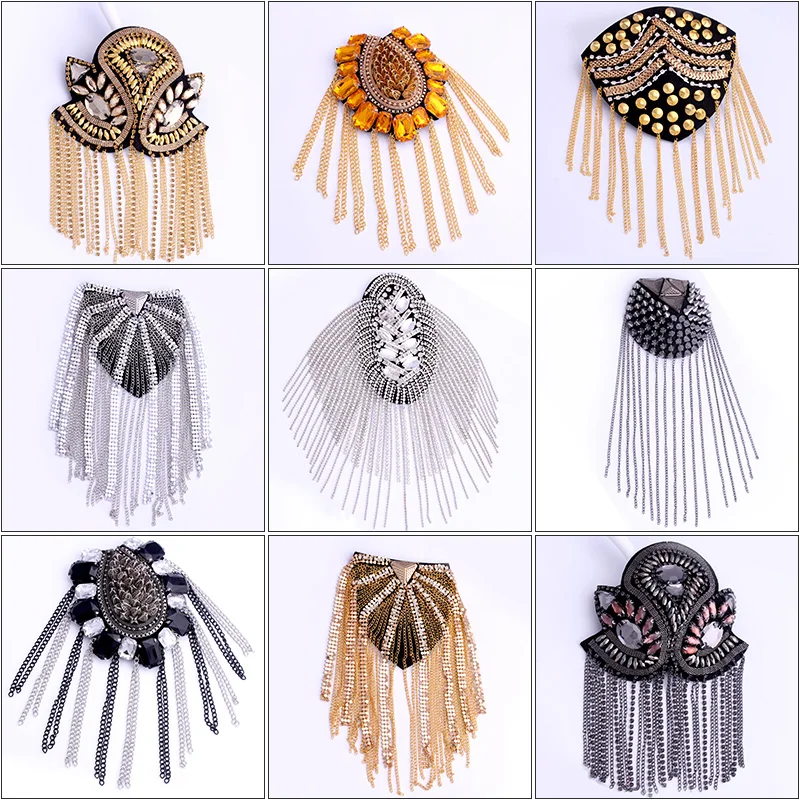 

one piece breastpin tassels shoulder board mark knot Epaulet patch metal patches badges applique patch for clothing PA-2553