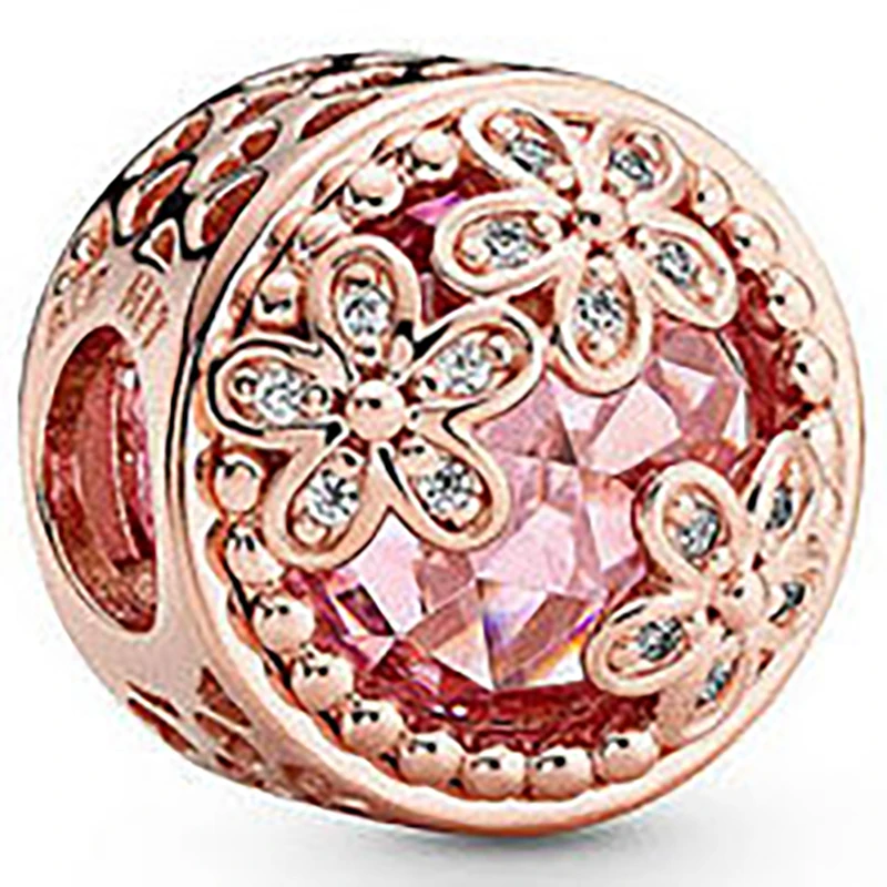

Hot Rose Gold Daisy Heart Clip DIY Beads Charm Fit Original Pandora Bracelets Charms European Beads for Women DIY Making Jewelry