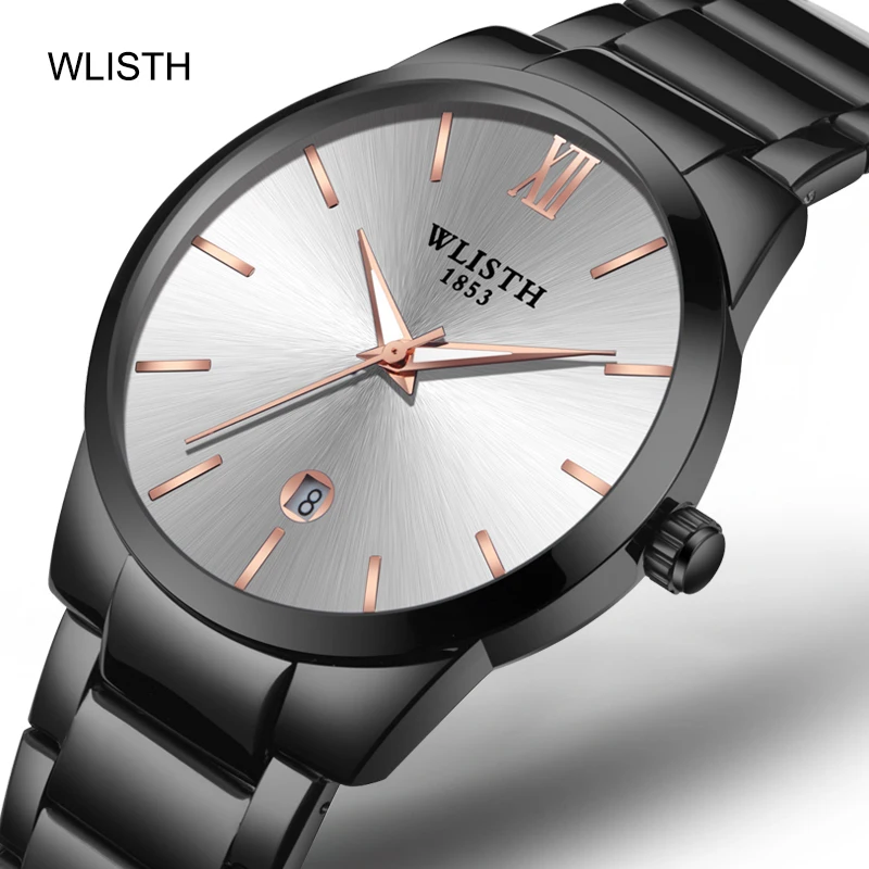 Новые модные мужские часы синие стальной ремешок Календарь Мужские светящиеся