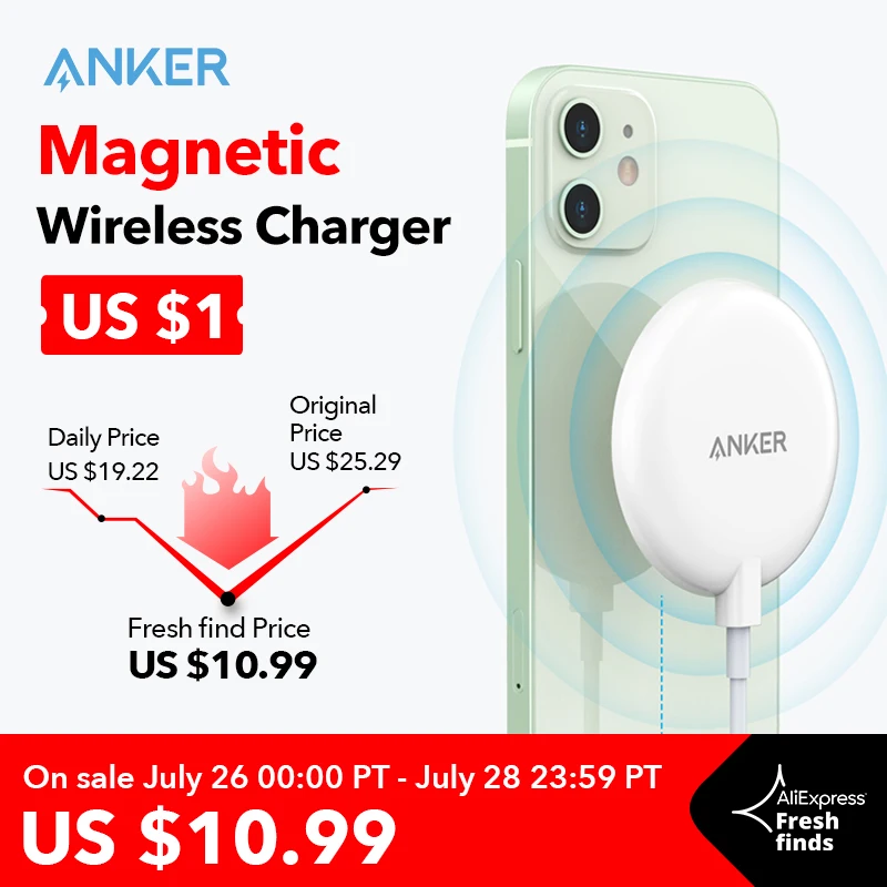 Anker магнитное Беспроводное зарядное устройство с 5 футов встроенный USB C кабель