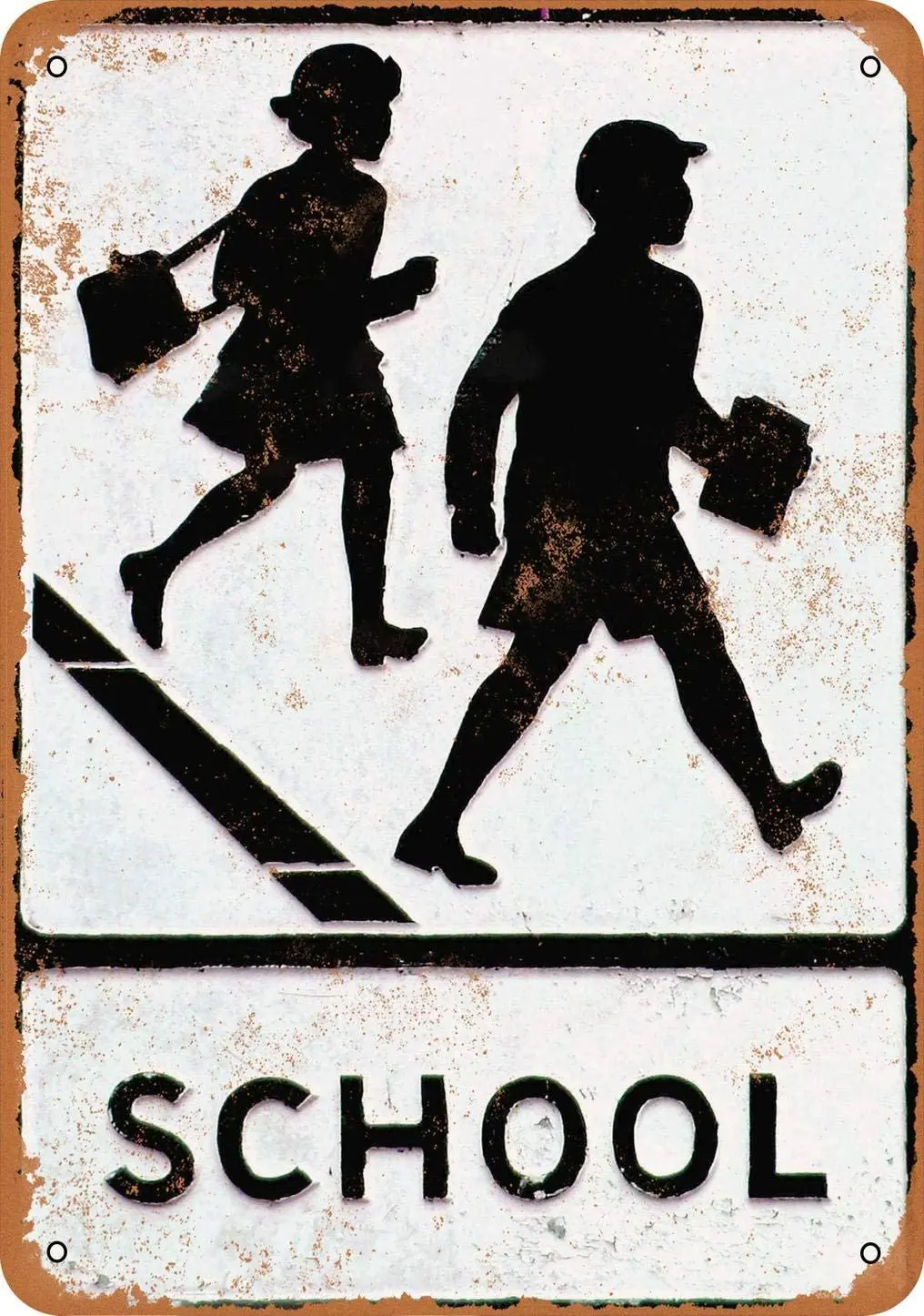 

School Crossing Vintage Look Metal Sign Wall Sign 8x12 Inch