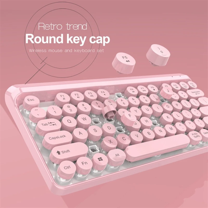 K66 Панк круглый Keycap 2 4G беспроводной набор клавиатуры мыши Usb энергосберегающий