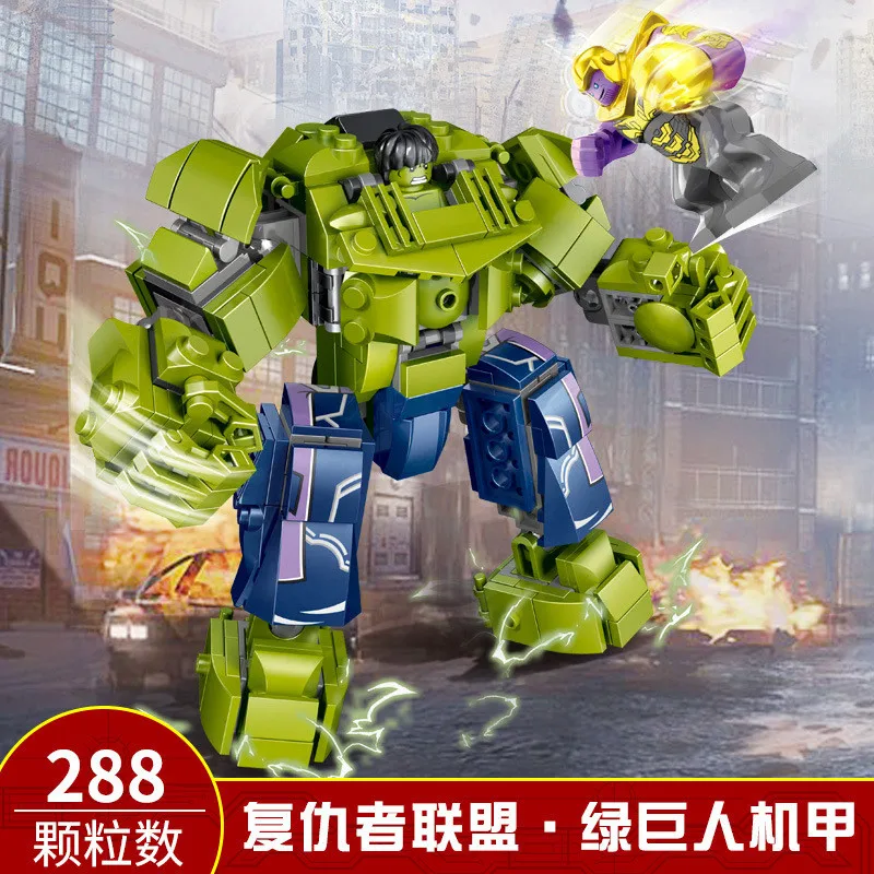 Совместимые строительные блоки Iron-man Hulk &amp thanos Mech DIY детские игрушки развивающие