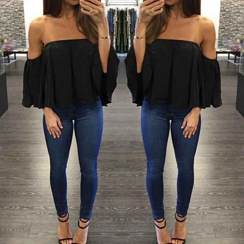 Hirigin пикантная Женская Повседневная рубашка с открытыми плечами в стиле бохо