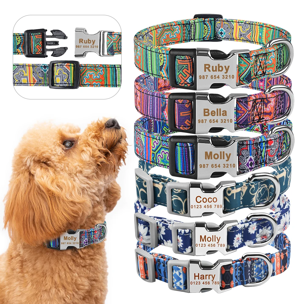 

Индивидуальный ошейник с бесплатной гравировкой имени, нейлоновый ошейник в клетку для мальчиков и девочек, унисекс, ошейник для собак, пер...