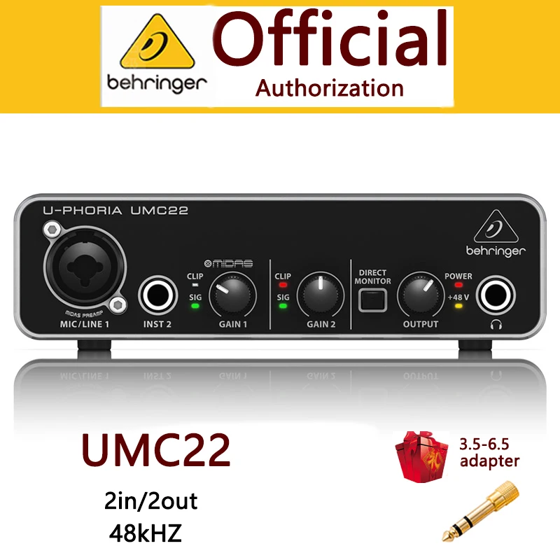 Звуковой интерфейс BEHRINGER umc22 микрофон усилитель наушников звуковая